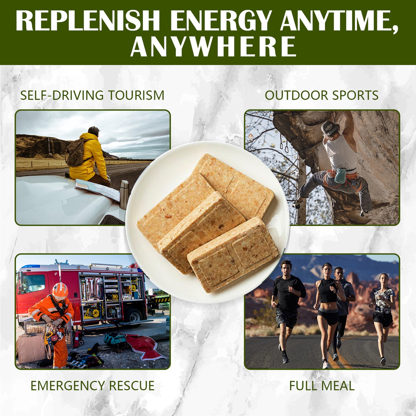 energy bars for emergencies
emergency preparedness kits
survival ration food bar kits
camping food supplies
nutritional meal replacement bars
freeze-dried meals