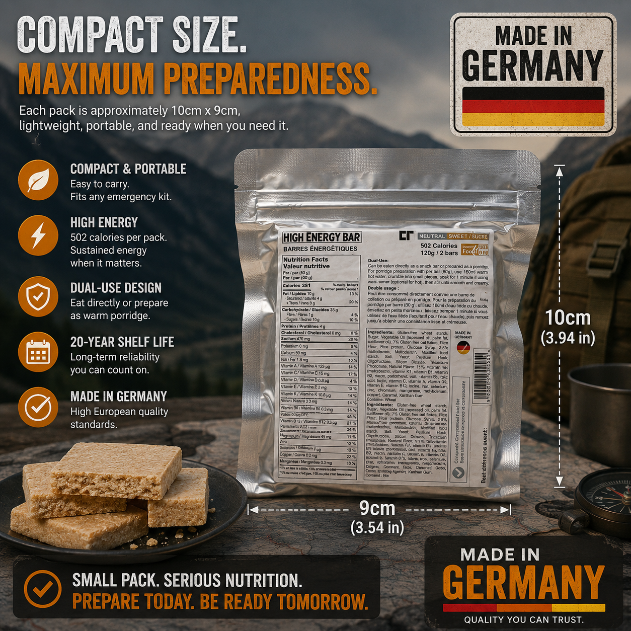 Peak4Ration’s new Germany-made emergency food products have arrived. Discover how long shelf life, compact preparedness nutrition, and growing global uncertainty are driving the rise of household resilience and modern emergency preparedness.