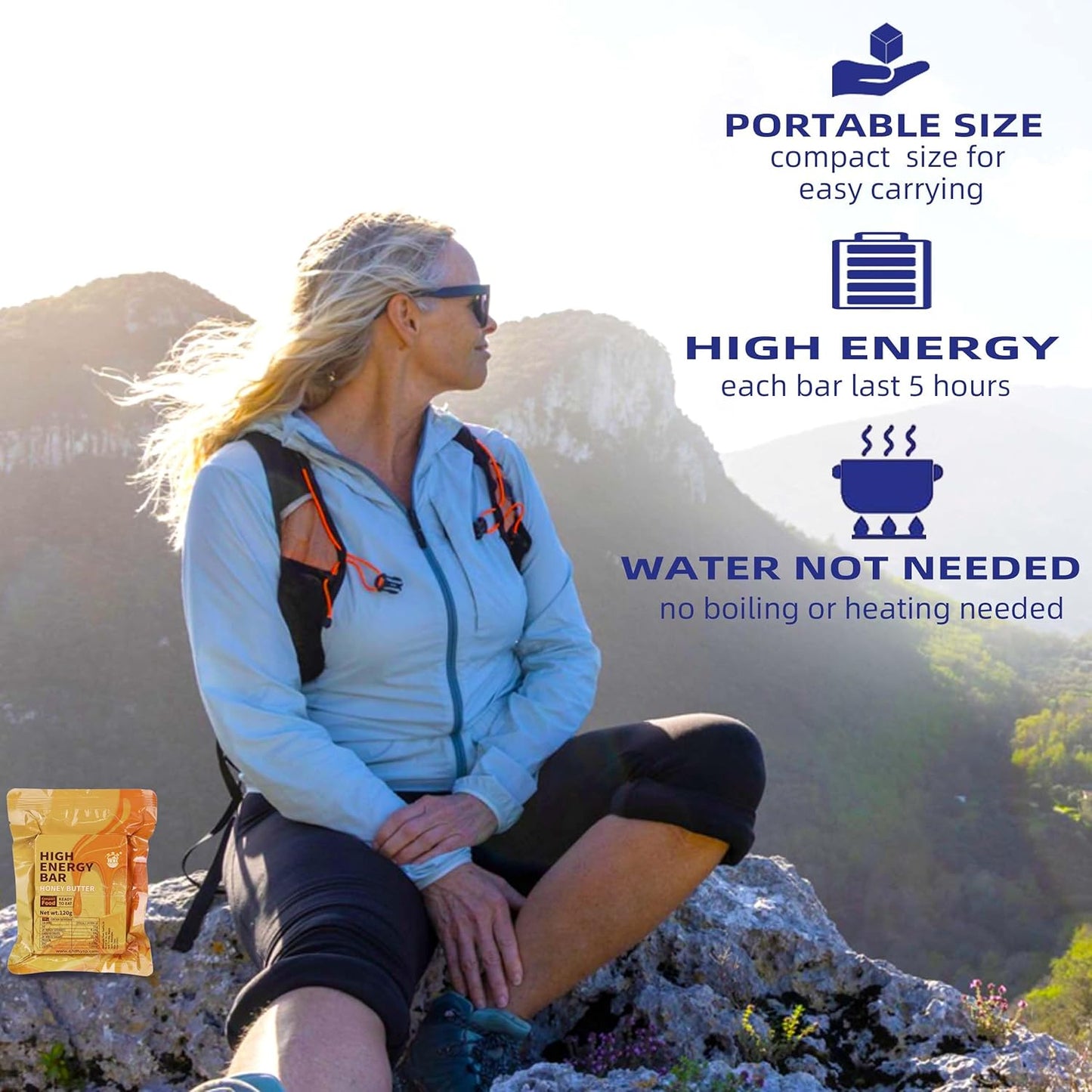 BDH High Energy Bar Honey Butter 6595 Calorie | 120g*12bags MRE Survival Emergency Food Ration Long shelf-life Biscuits