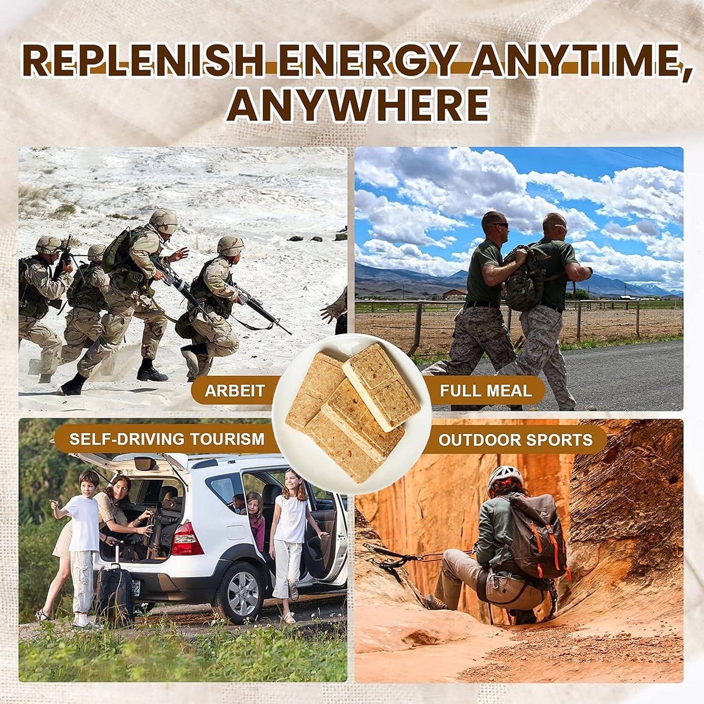 BDH High Energy Bar Coconut 6595 Calorie | 120g*12bags MRE Survival Emergency Food Ration Long shelf-life Biscuits