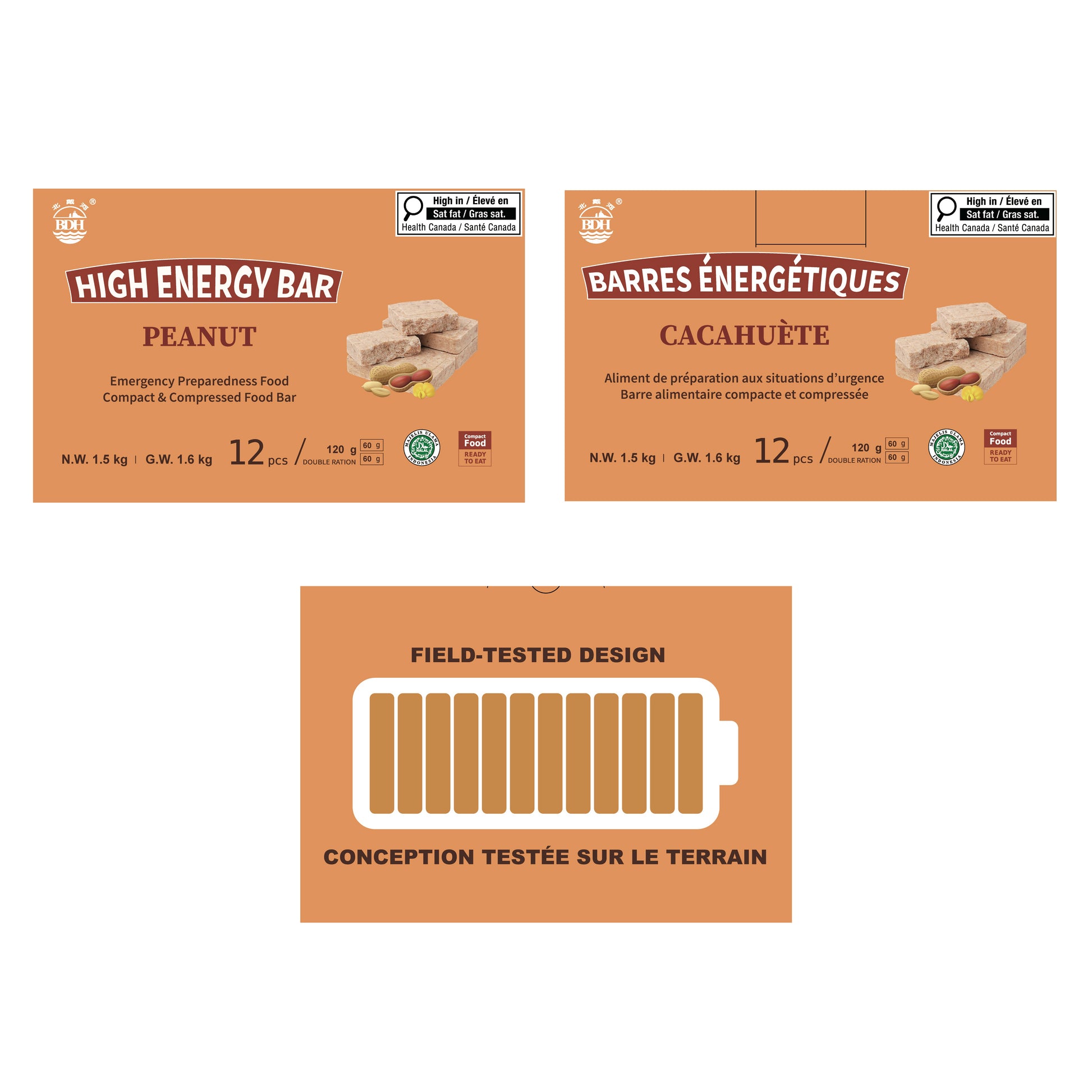 Three packages of High Energy Bars with different flavors on a white background