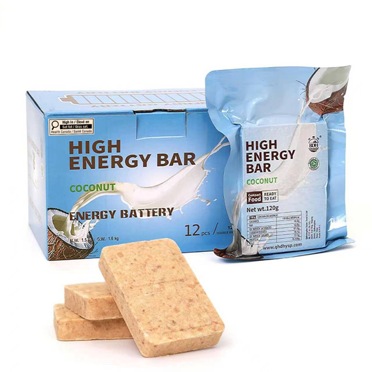 HIGH ENERGY BAR
BARRES ÉNERGÉTIQUES


Emergency Preparedness Food
Compact Compressed Food Bar

Aliment de préparation aux situations d’urgence
Barre alimentaire compacte et compressée

“This product is a compact, compressed high-energy food bar designed for emergency preparedness and outdoor use.”